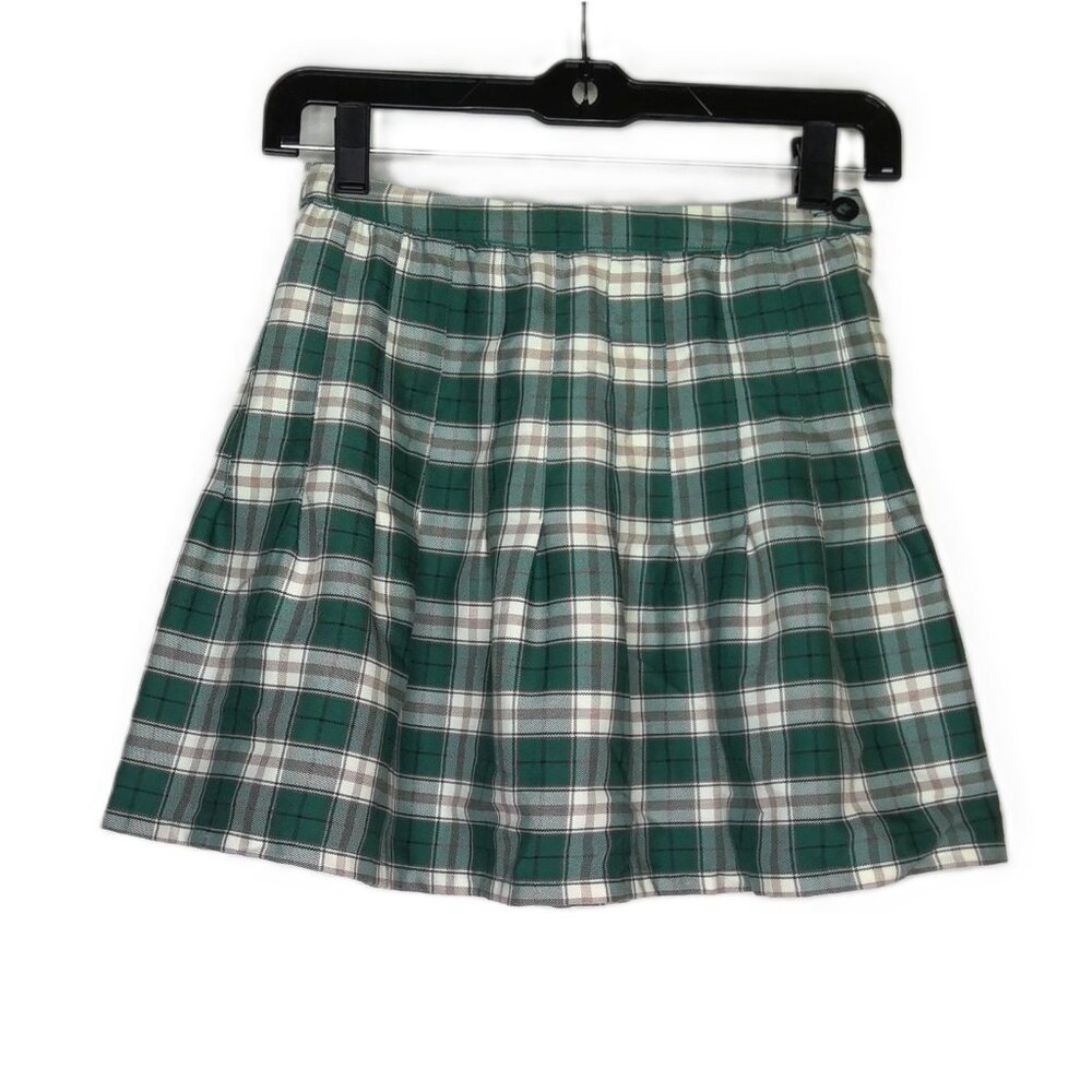 NWT Urban Outfitters Plaid Mini Skirt Green Taupe & Cream Schoolgirl Poetcore XS